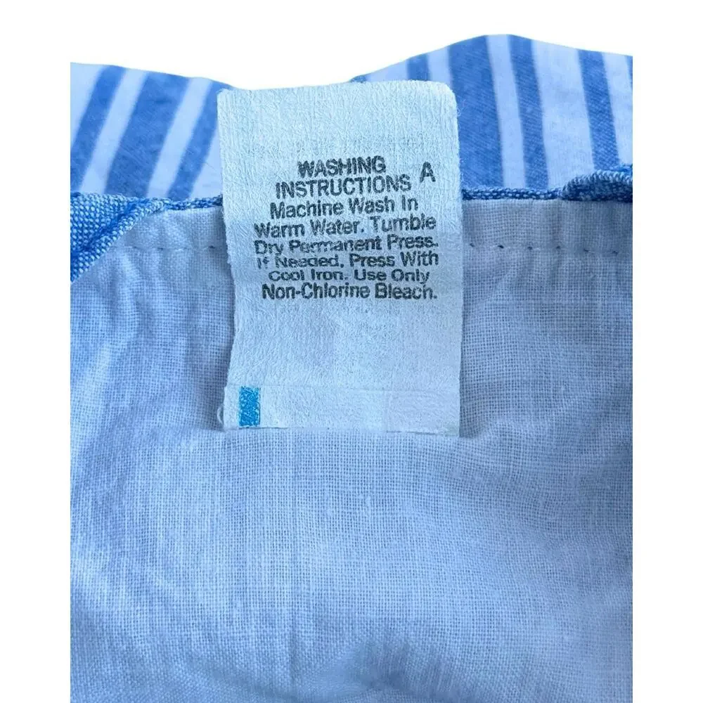 Vintage Baby Train Romper Blue Railroad Stripe Overalls 6-9M
